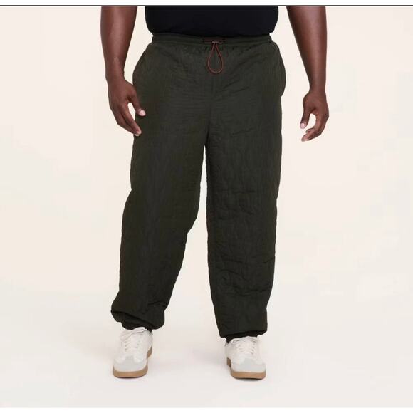 Men's Big & Tall Mid-Rise Slim Fit Quilted Joggers - Woolrich Olive Size 2XLT - Picture 2 of 3